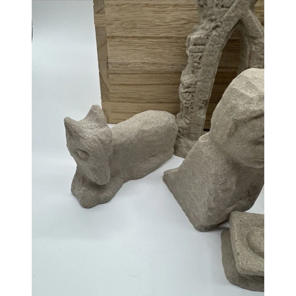 IRISH STONE HANDCAST CELTIC NATIVITY SET BY FORDE CRAFTS LTD. KILCULLEN KILDARE